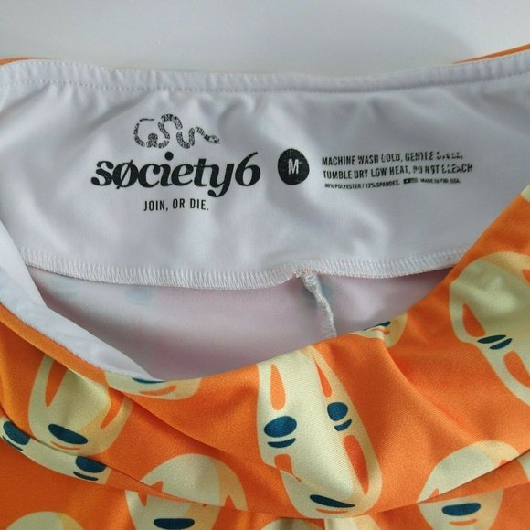 Society 6 Leggings Orange W White Masks Totems Stretch Medium - Picture 5 of 5